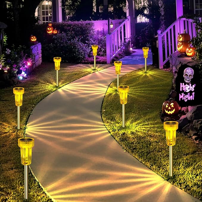 Solar Garden Path Lights 8-Pack, Waterproof