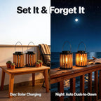 2-Pack Courtyard Solar Lanterns, Waterproof LED Backyard Lights