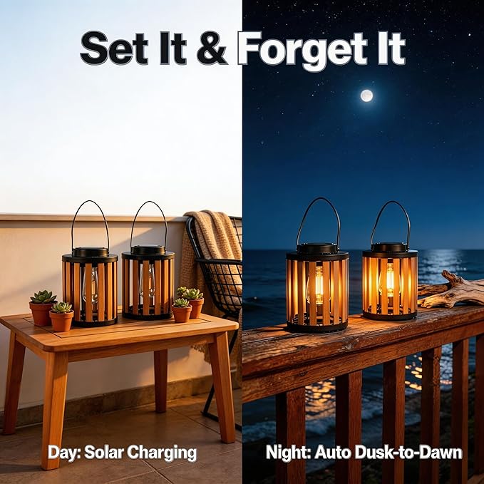 2 Pack Solar Lanterns Outdoor Waterproof Suitable for Gardens Backyard, Patio Decor, Birthday Gifts for Women Mom Grandma, Hanging Garden Lights for Outside