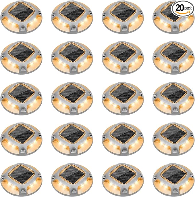 20-Pack Warm White Solar Fence Lights, Outdoor LED
