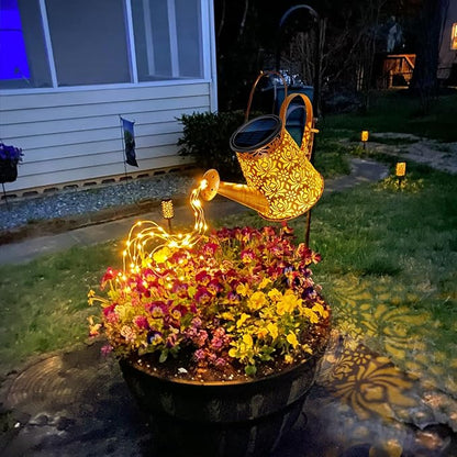 Anordsem Solar Watering Can Lights: Metal Lotus Lantern Outdoor with Hook - Waterproof Garden Art Hanging Decoration for Yard Patio Lawn - Christmas Birthday Gifts for Women Mom Grandma