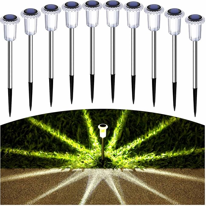 15-Pack Warm White Solar Path Lights, Outdoor Yard LED