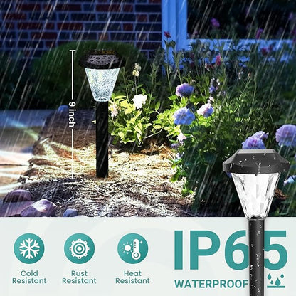 GIGALUMI 12 Pack Solar Lights Outdoor Waterproof, Outdoor Solar Lights for Yard, Solar Garden Lights, Yard Decorations Outdoor for Pathway, Patio, Garden, Driveway, Lawn, and Landscape(Cold White)