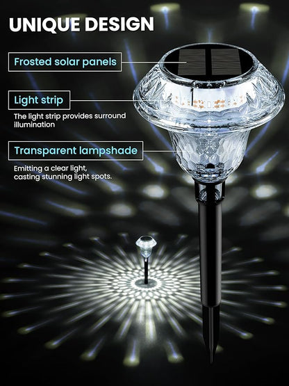 SOLPEX Solar Pathway Lights Garden Decor for Yard, Garden Lights Solar Powered Waterproof Landscape Lighting, Solar Outdoor Lights Porch Decor for Path Walkway Driveway (8 Pack Cold White)