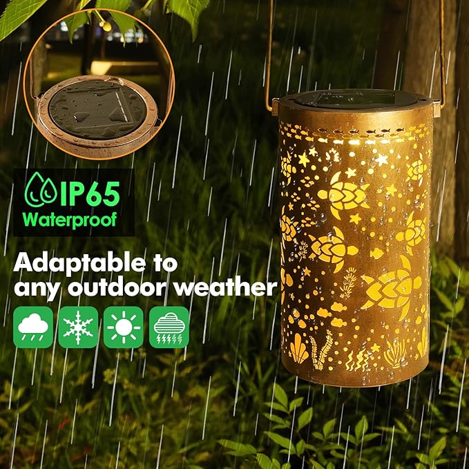 Fabuday Sea Turtle Outdoor Solar Lantern Waterproof - Hanging Solar Power Lights Led for Outside, Garden Decor for Patio, Porch, Balcony, Yard and Deck, Gardening Decorations Gifts for Women Mom