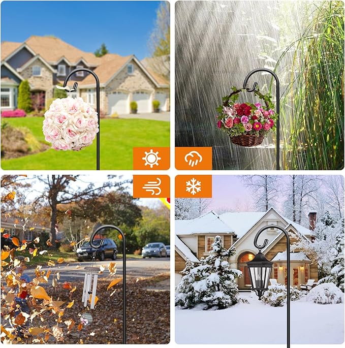 Heavy-Duty Shepherd's Hooks 4-Pack, 48" Garden