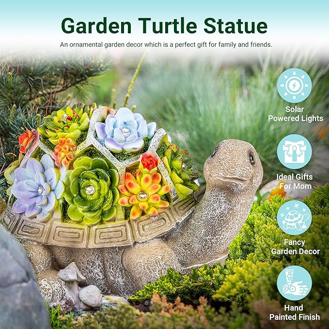 Solar Turtle Garden Statue Light, Outdoor Decor