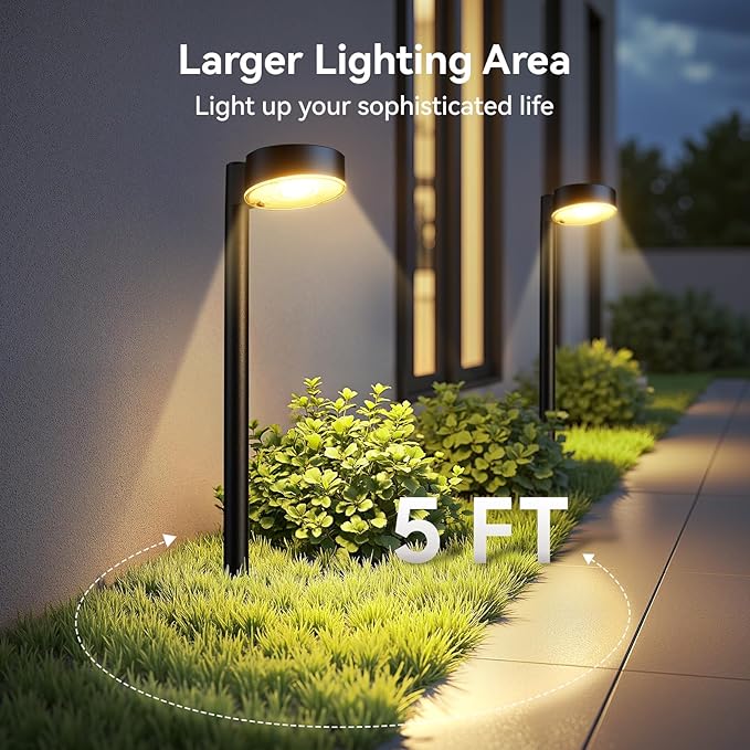 2 Pack Solar Pathway Lights Outdoor, Bright Solar Lights Outdoor Waterproof, Up to 15 Hrs Modern Path Lighting for Yard Garden Walkway Driveway Lawn Decor (2 Pack)