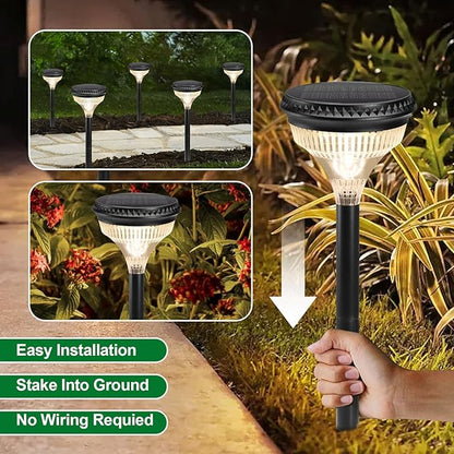 Large Solar Pathway Lights Outdoor 4 Pack IP65 Waterproof 150 Lumens Super Bright Solar Lights 3 Color Temperatures Auto On/Off Light Sensor for Yard Garden Landscape Path Walkway (5.42" Dia x 19.7"H)