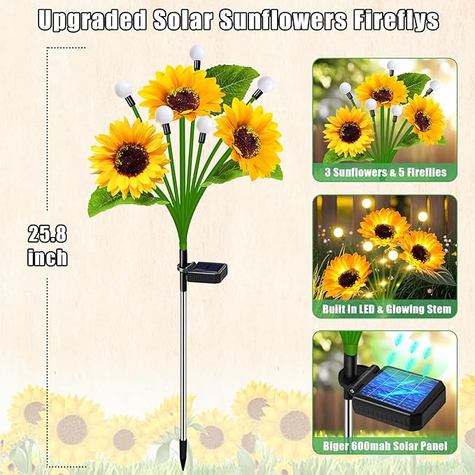 4-Pack Solar Path Lights, Outdoor Walkway LED