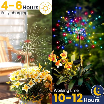 GIGALUMI Garden Decor Outdoor Lights 120LED 8Pack, Solar Garden Lights for Christmas Outside Fairy Firework Decorative,Solar Powered for Yard Pathway Flowerbed Planter Balcony Patio Decor (Multicolar