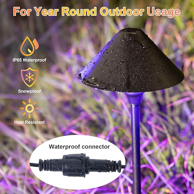 6-Pack Solar Pathway Lights, Waterproof LED Garden Lights