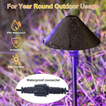 6 Pack Low Voltage Pathway Lights with Remote Timer, Low Voltage Landscape Lighting Warm White + RGB Modes, Outdoor LED Landscape Path Lights for Yard Lawn Backyard Walkway ETL Listed Transformer