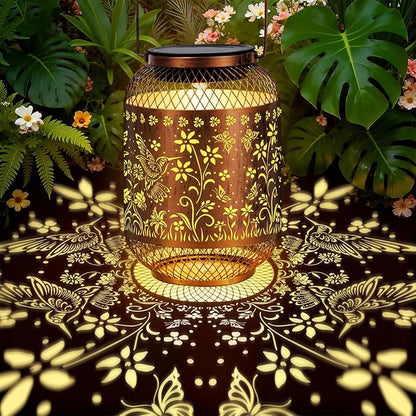 Vaukki Solar Lantern Outdoor Waterproof, Hummingbird Garden Decor Birthday Gifts for Women Friendship Mom Grandma Sister, Metal Hanging Solar Lights for Outside, Patio, Yard, Backyard, Porch, Pathway