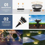 10-Pack Warm White In-Ground Solar Lights, Flat LED Landscape