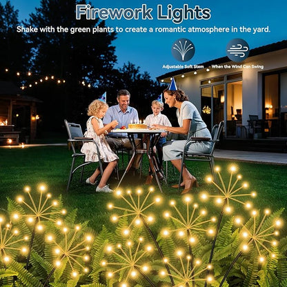 Solar Garden Lights 6 Pack Waterproof Swaying Starburst Light Solar Outdoor Lights for Yard Patio Walkway Pathway Party Wedding Decoration, Unique Gifts for Women, Warm White