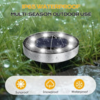 16-Pack Solar Ground Disk Lights, White Waterproof LED