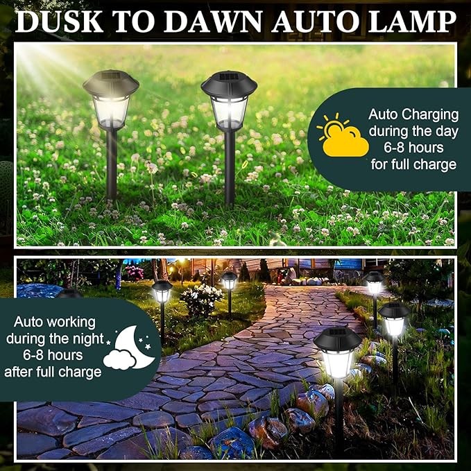 White Solar Pathway Lights 20-Pack, Walkway LED