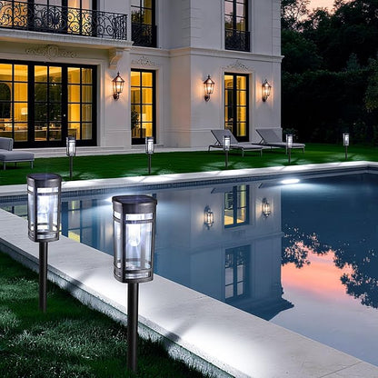 iBaycon Solar Pathway Lights, 8 Pack LED Solar Powered Garden Lights Outdoor Waterproof for Yard Path Landscape Lawn Stairway Walkway (Cool White)