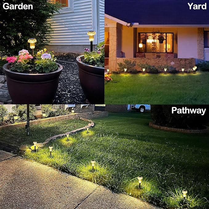 Solar Pathway Lights Outdoor 16 Pack Solar Mushroom Lights Outdoor Outside LED Lighting Stake Waterproof for Path, Lawn, Garden,Driveway, Landscape,Backyard,Courtyard(Warm White)