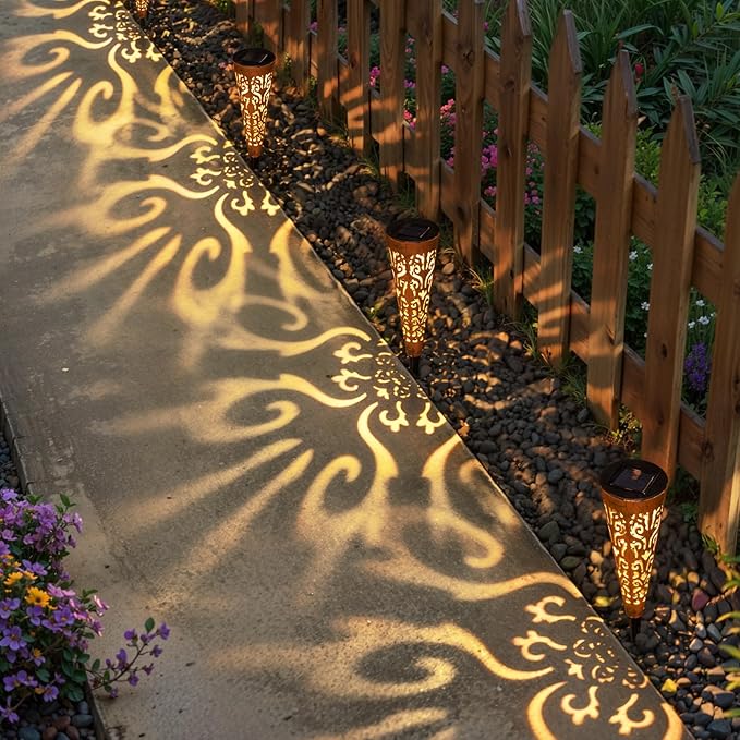 6-Pack Red Solar Path Lights, Outdoor Walkway LED