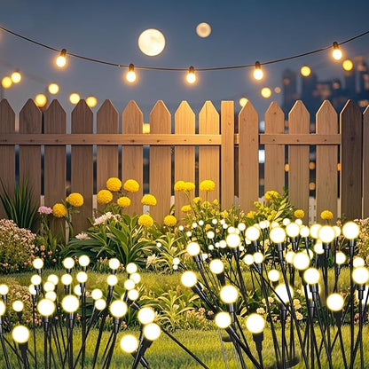 2 Packs Firefly Lights Solar Outdoor, 16 LED Warm Solar Walkway Lights Outdoor, Waterproof Garden Decor with 2 Modes, Lawn Lights for Front Yard Backyard Yard and Pathway