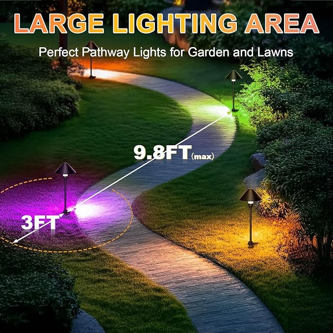 6-Pack Solar Pathway Lights, Waterproof LED Garden Lights
