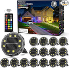 16-Pack In-Ground Solar Lights, Flat LED Walkway