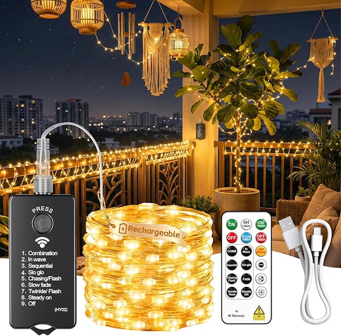Christmas Patio String Lights, 33ft 100 LED Waterproof