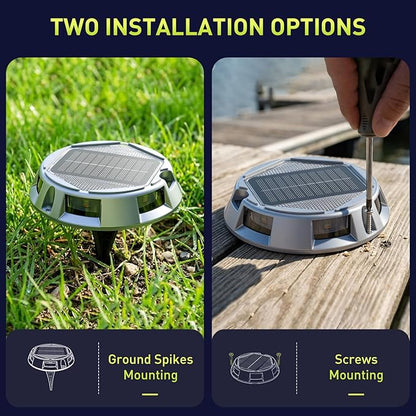 AGPTEK 5 in 1 Solar Driveway Lights Outdoor with Ground Spikes, IP67 Waterproof Solar Lights with 5 Modes (Blue/White/Warm/Mixed/Flashing) for Deck, Stairs, Pathway, Garden, Patio (Hexagon, 4 Pack)