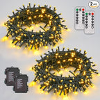 2-Pack 100 LED Christmas Twinkle Lights, 33ft Waterproof for Porch