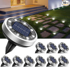 10-Pack Cool White Flat Solar Landscape Lights, Waterproof LED