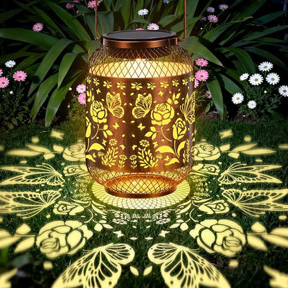 Vaukki Solar Lantern Outdoor Waterproof, Butterfly Garden Decor Birthday Gifts for Women Friendship Mom Grandma Sister, Metal Hanging Solar Lights for Outside, Patio, Yard, Backyard, Porch, Pathway