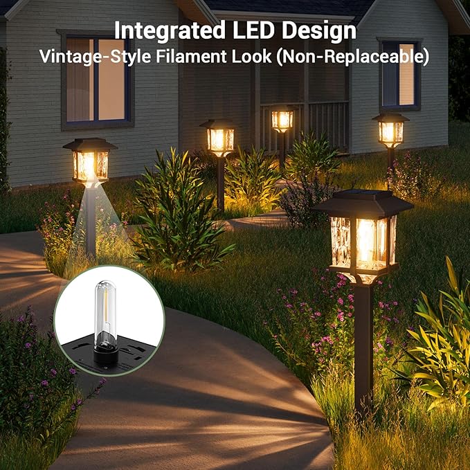 Warm White Solar Pathway Lights 4-Pack, Driveway LED