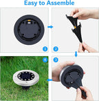 12-Pack Warm White In-Ground Solar Lights, Flat LED Garden