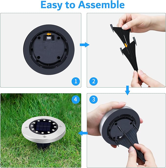 12-Pack Warm White In-Ground Solar Lights, Flat LED Garden