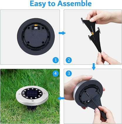 Biling Solar Ground Lights Outdoor 12 Packs, Bright 12 LEDs Solar Lights Outdoor Waterproof for Yard Walkway Garden Driveway (Warm White)