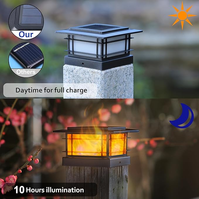 6-Pack Deck Post Cap Lights, Solar LED