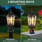 2-Pack Patio Post Cap Lights, Solar LED