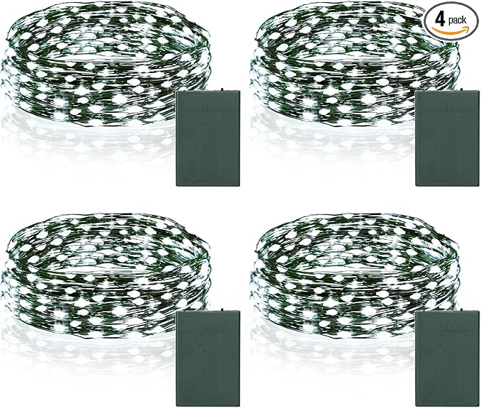 4-Pack Christmas String Lights, 4ft 50 LED Waterproof Twinkle Lights