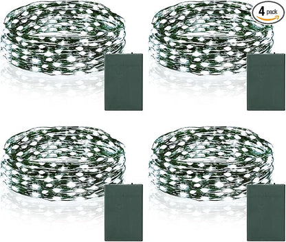 4-Pack Christmas String Lights, 4ft 50 LED Waterproof Twinkle Lights
