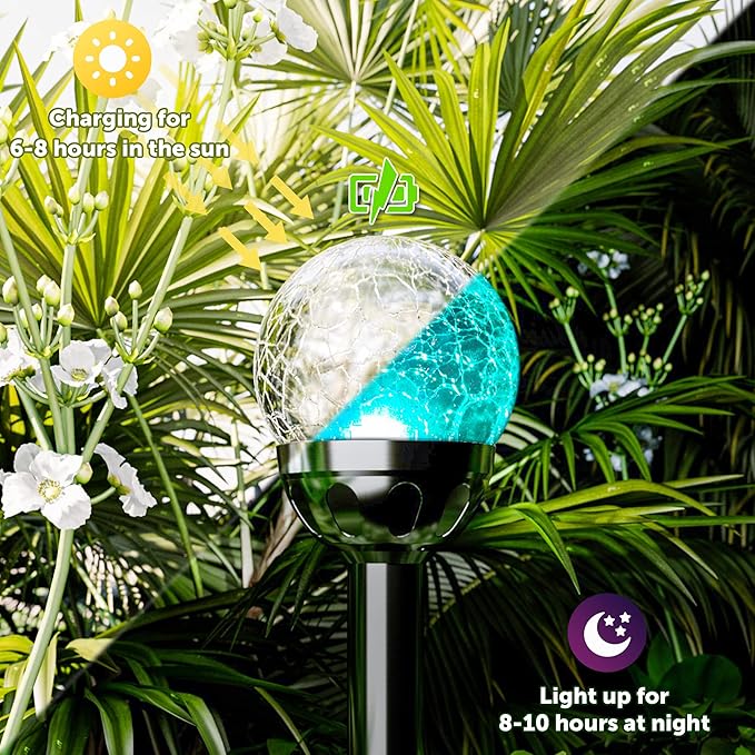 6-Pack Solar Path Lights, Outdoor Garden LED