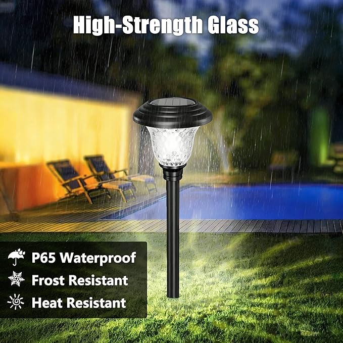 Black Solar Pathway Lights 8-Pack, Driveway LED