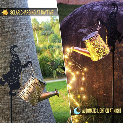 2Pack Solar Watering Can Lights,Waterproof Hollowed-Out Retro Metal Outdoor Lights with Fairy or Gnomes Accessories,Gifts for Mom Grandma Women Garden Patio Pathway Christmas Decor(Dwarf Style)