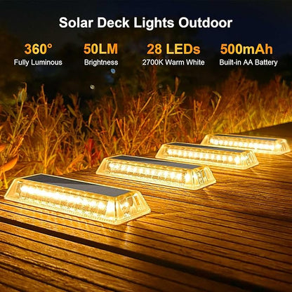 Lacasa Solar Deck Lights 4 Pack, Driveway Dock LED Light Solar Powered Outdoor Waterproof Road Markers for Step Sidewalk Stair Garden Ground Pathway Yard,Warm White