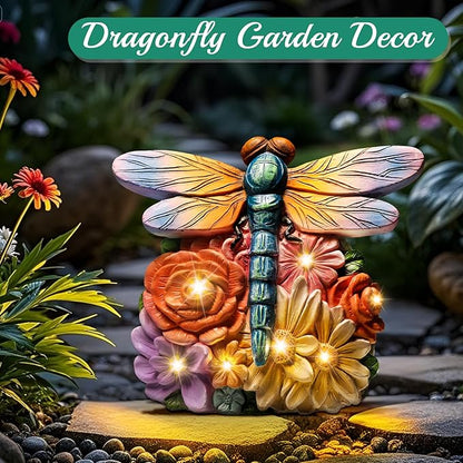 Linkax Birthday Easter Gifts for Adults Women Mom Grandma, Solar Dragonfly Lights Garden Decor, Outdoor Solar Dragonfly Figurine for Outside Patio Yard Front Porch Home, Gardening Housewarming Gifts