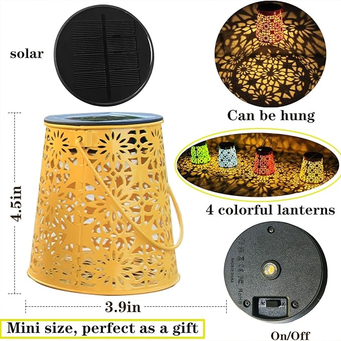 Garden Solar Lantern Set 4-Pack, Metal Garden Lighting