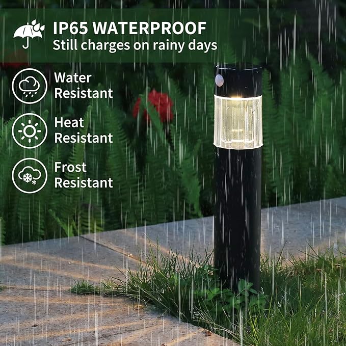 Solar Pathway Lights Outdoor, Motion Sensor 5-30LM IP65 Waterproof Yard Lights for Walkway Driveway Patio, Solar Powered LED Landscape Lighting Garden Decor (Warm White, 2 Pack)