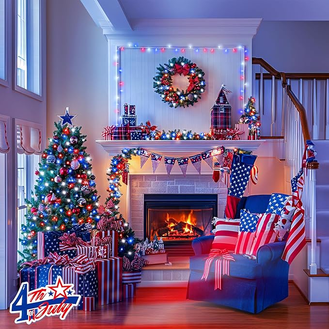 2-Pack 100 LED Christmas Twinkle Lights, 33ft Waterproof for Patio