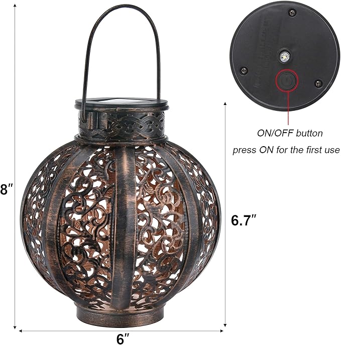MAGGIFT 2 Pack Hanging Solar Lanterns Outdoor - Vintage Solar Powered Lantern for Outside - Waterproof Solar Lights for Yard Decor 6 Lumens, Copper